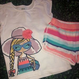 2 shirts with matching shorts